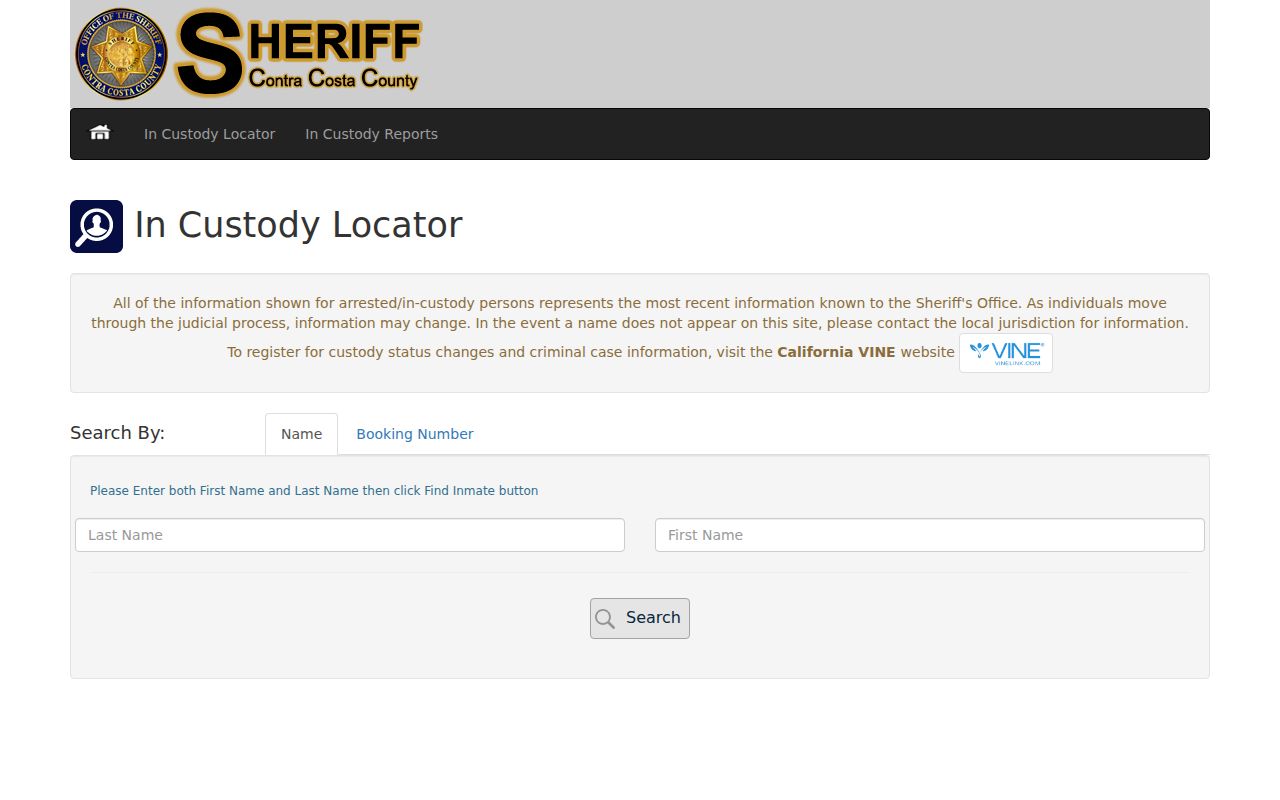 Richmond people search in the Contra Costa custody locator