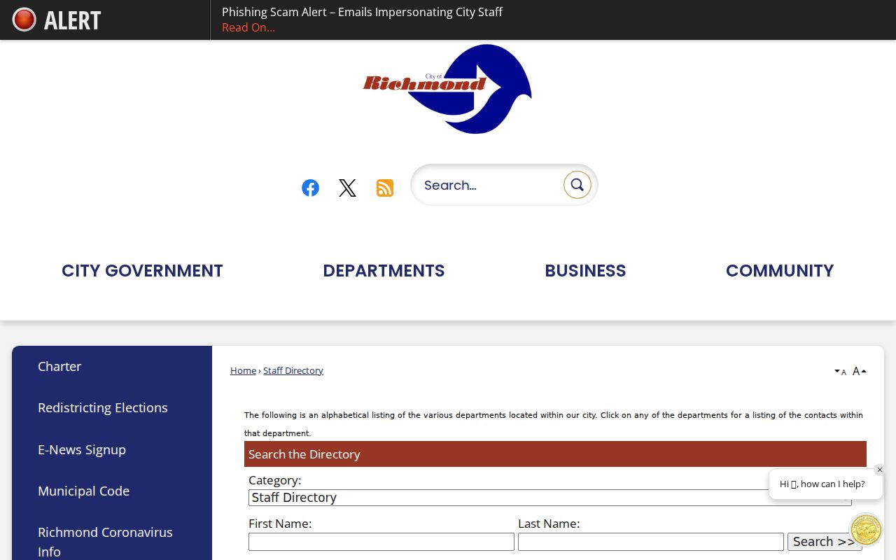 Richmond people search in the city staff directory